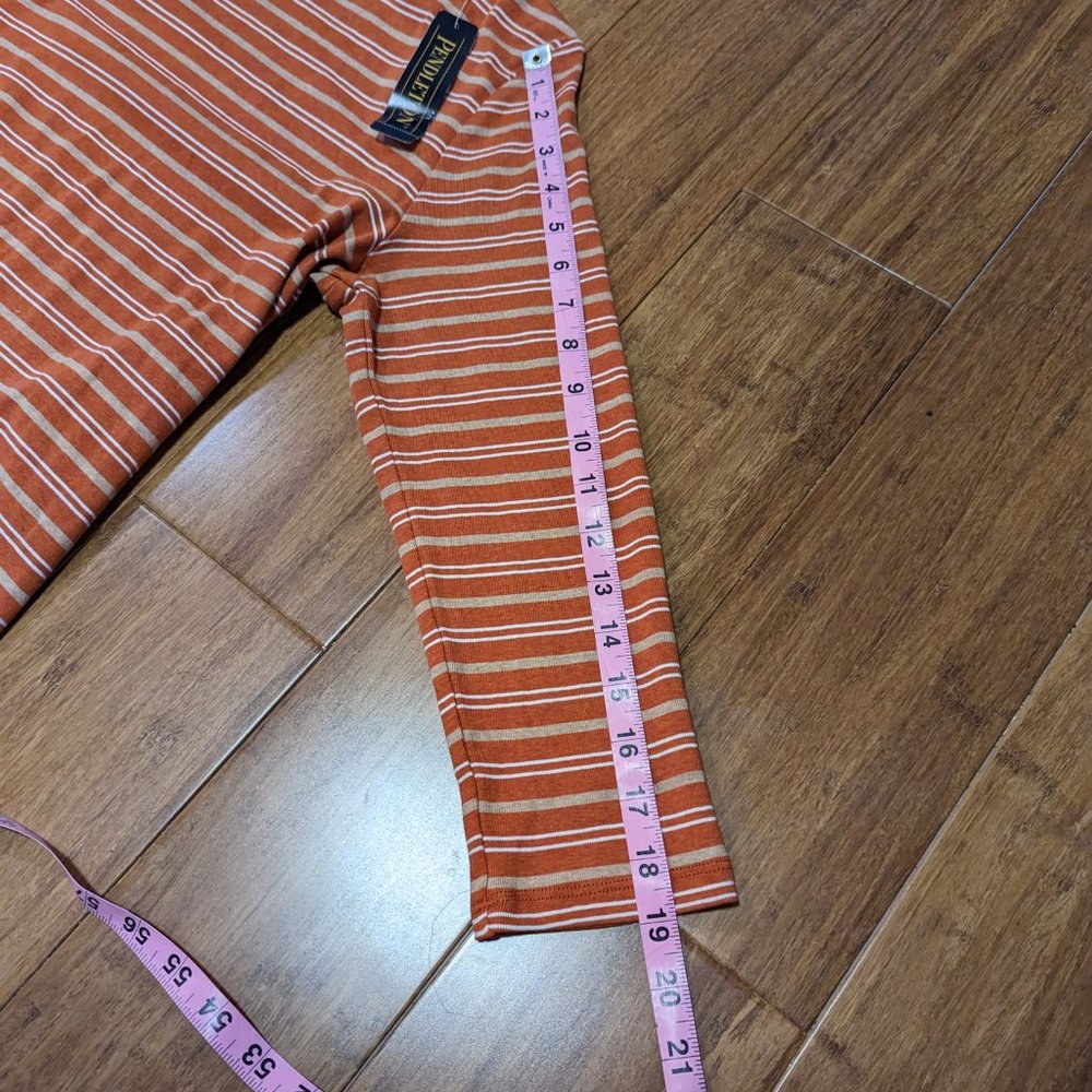 Pendleton Rusty Orange Striped 3/4 Sleeve Top Size Medium - Picture 10 of 12
